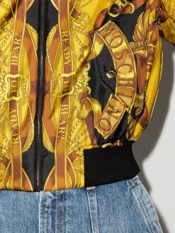 Moschino Toy bear baroque print bomber jacket
