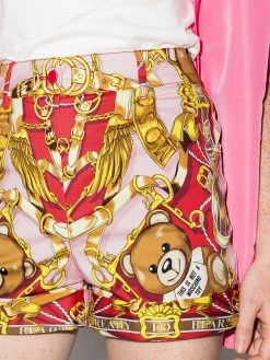 Moschino teddy-print high-waist shorts