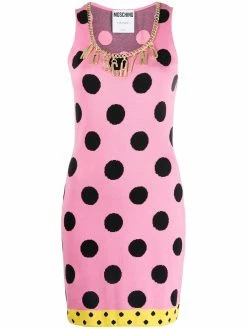 Moschino logo-embellished polka-dot minidress