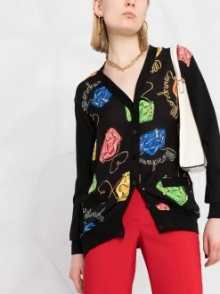 Moschino graphic print knitted cardigan