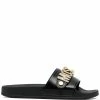 Moschino lettering logo flat slides