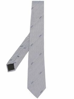 Moschino logo-embroidered striped tie