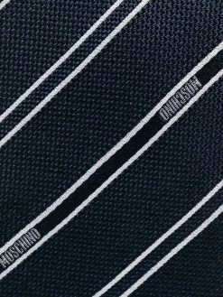 Moschino striped logo-print tie