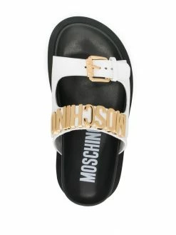 Cheapest ๐ Moschino Logo plaque flat ๐ฉด sandals ๐คฉ 9 Moschino logo-plaque flat sandals