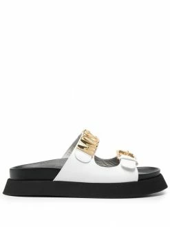 Moschino logo-plaque flat sandals