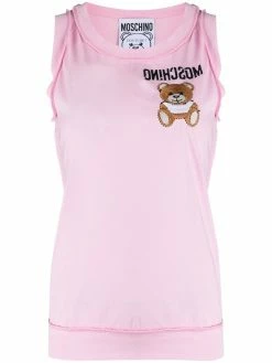 Moschino embroidered-logo sleeveless top