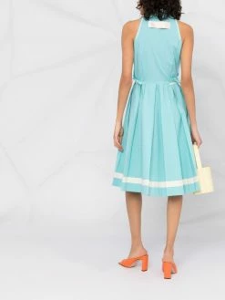 Moschino contrast-stripe pleated shirtdress