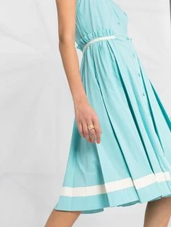 Moschino contrast-stripe pleated shirtdress