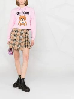 Moschino Teddy motif cropped hoodie