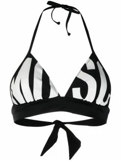 Moschino logo-print bikini top