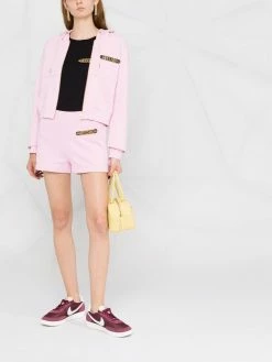 Moschino logo-plaque zip-up hoodie