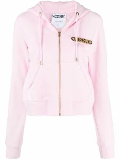 Moschino logo-plaque zip-up hoodie