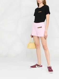 Moschino logo-plaque track shorts
