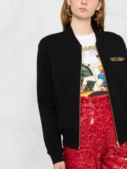 Moschino logo-plaque zip-up fleece jacket