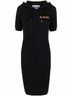 Moschino logo-plaque hooded dress
