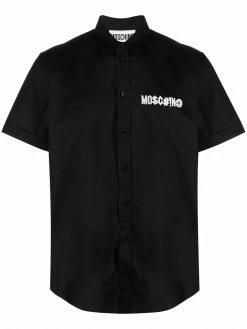Moschino Symbols logo-embroidered poplin shirt