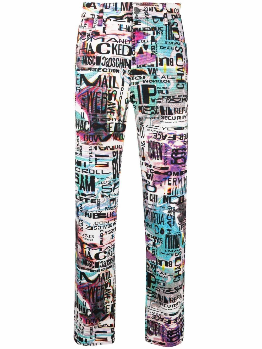Deals ๐ Moschino Glitch print slim fit ๐ jeans ๐ 3 Moschino Glitch-print slim-fit jeans