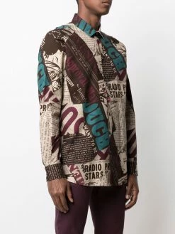 Moschino newspaper print long-sleeve shirt
