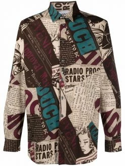 Moschino newspaper print long-sleeve shirt