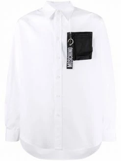 Moschino logo zip pull pocket shirt