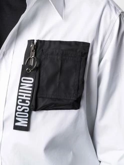 Moschino logo zip pull pocket shirt
