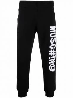 Moschino Symbols logo-embroidered fleece track pants