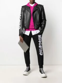 Moschino Symbols logo-embroidered fleece track pants