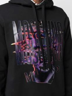 Moschino Warped Glitch Artworks logo print hoodie