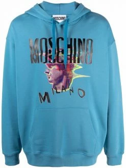 Moschino graphic-print relaxed logo hoodie