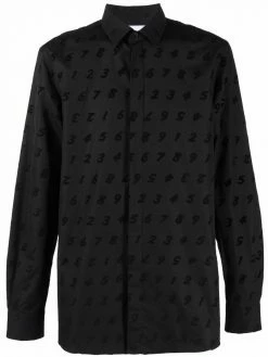 Moschino number embroidered long-sleeve shirt