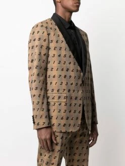 Moschino numerical print Prince of Wales check blazer