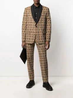 Moschino numerical print Prince of Wales check blazer