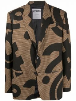 Moschino graphic-print houndstooth blazer
