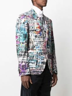 Moschino Glitch print gabardine blazer