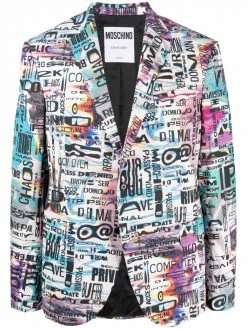 Moschino Glitch print gabardine blazer