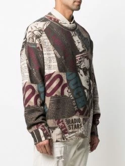 Deals ๐ Moschino Newspaper print virgin wool jumper ๐ 9 Moschino newspaper-print virgin wool jumper