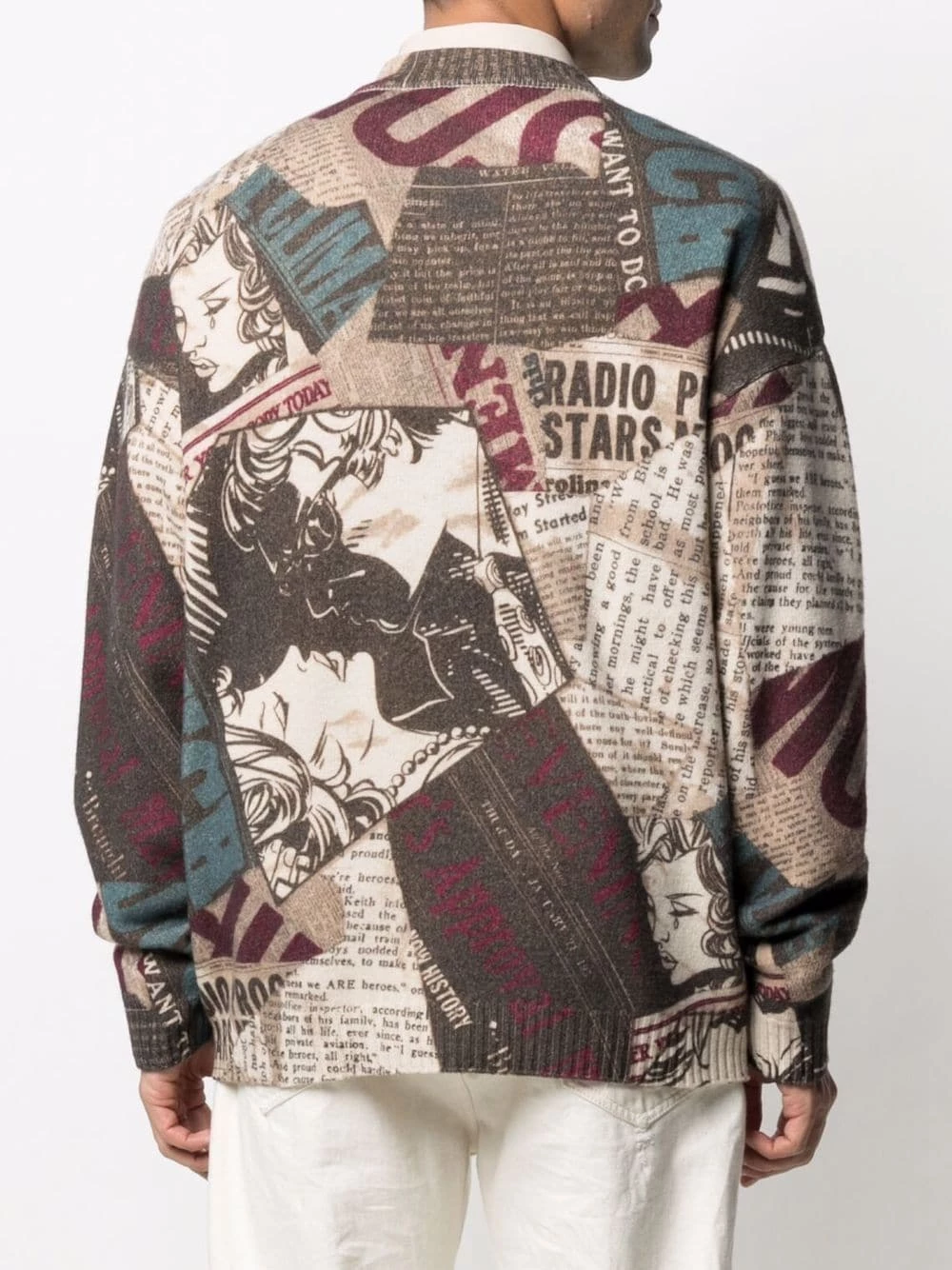 Deals ๐ Moschino Newspaper print virgin wool jumper ๐ 6 Moschino newspaper-print virgin wool jumper