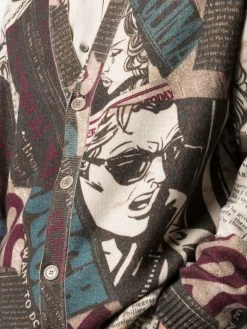 Moschino newspaper-print cardigan