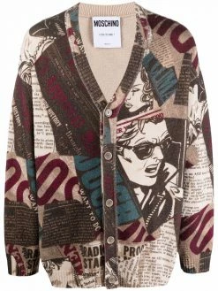 Moschino newspaper-print cardigan