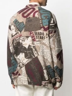 Moschino newspaper-print cardigan