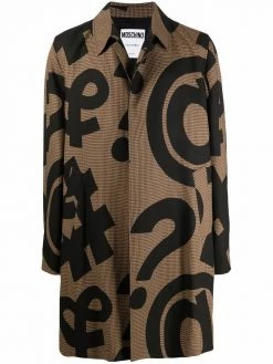 Moschino Symbols-print houndstooth coat