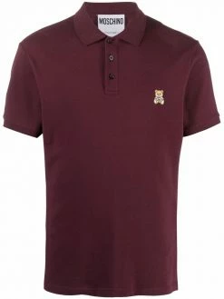 Moschino Teddy motif embroidered polo shirt