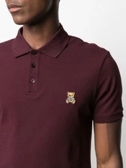 Moschino Teddy motif embroidered polo shirt