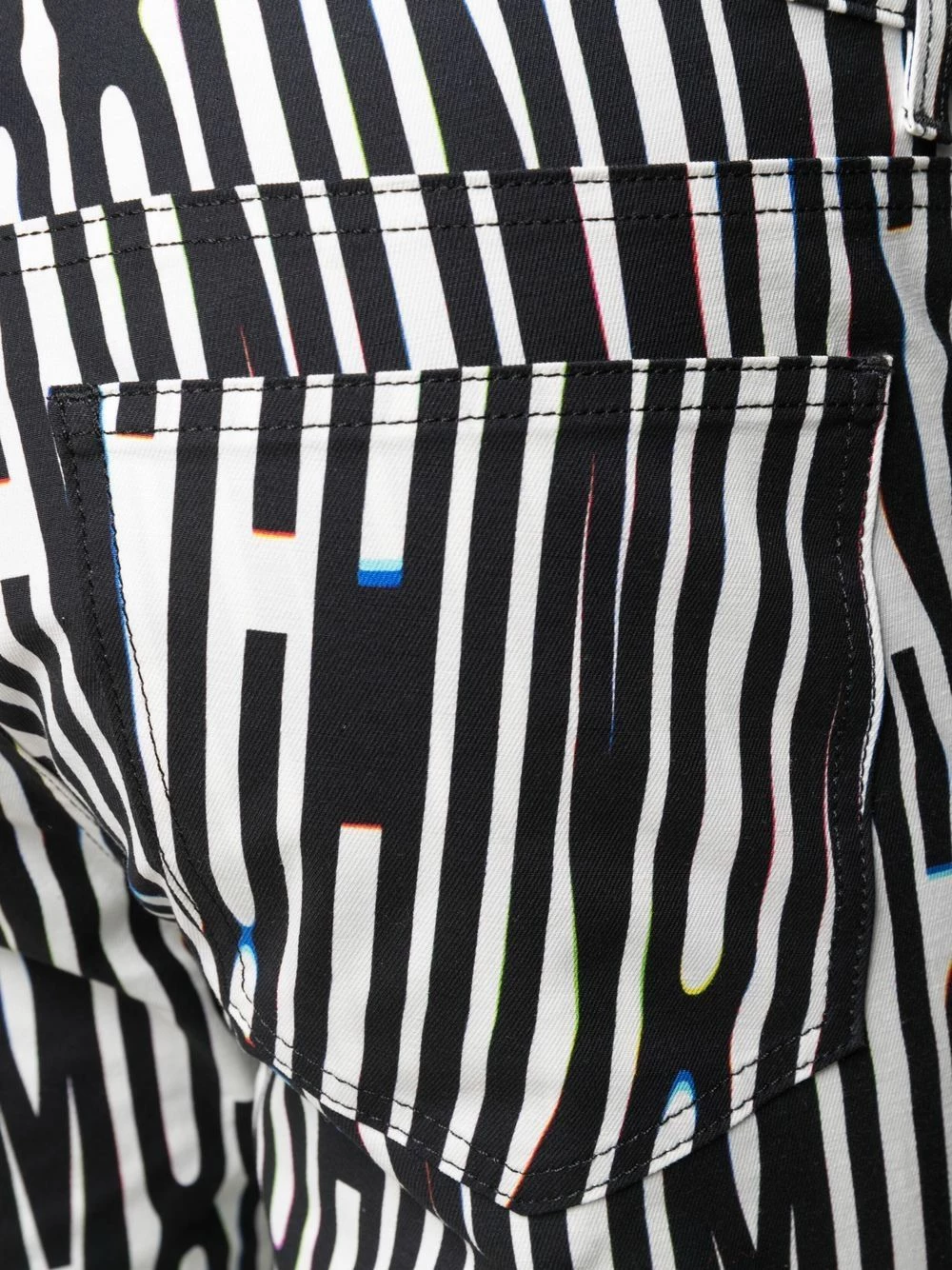 Discount โค๏ธ Moschino Warped Logo print slim fit gabardine trousers ๐ฅฐ 7 Moschino Warped Logo print slim-fit gabardine trousers