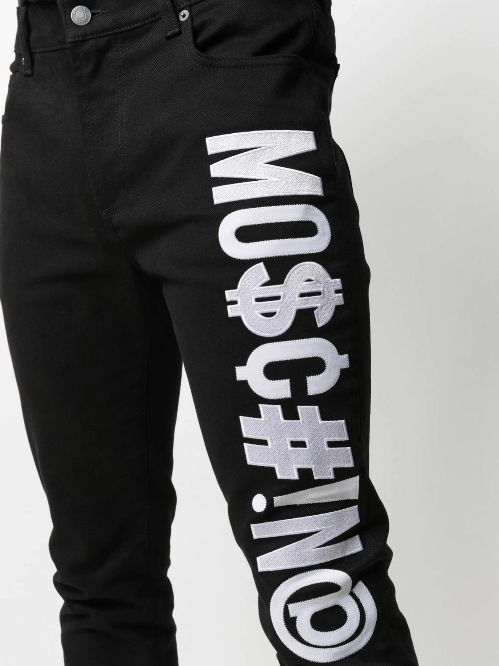 Top 10 ๐ Moschino Symbols logo embroidered skinny gabardine trousers โจ 7 Moschino Symbols logo embroidered skinny gabardine trousers