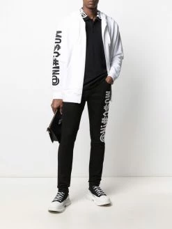 Moschino Symbols logo embroidered skinny gabardine trousers