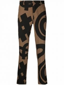 Moschino graphic-print pressed-crease trousers