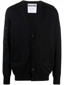 Moschino logo-patch V-neck cardigan
