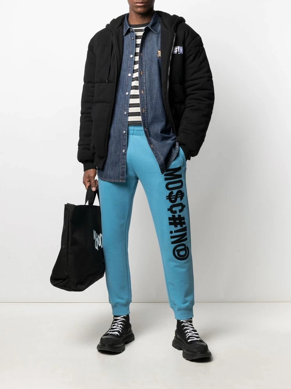 Coupon โ๏ธ Moschino Symbols logo embroidered padded hoodie ๐ 4 Moschino Symbols logo embroidered padded hoodie