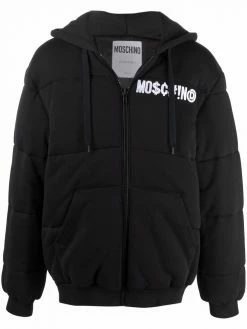 Moschino Symbols logo embroidered padded hoodie